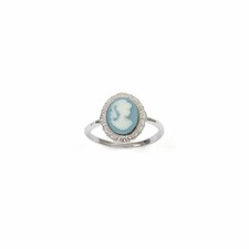 Bague "camée" fond bleu