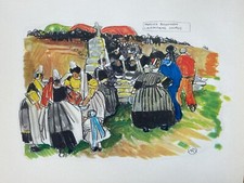 Pardon Bigouden 1930 MATHURIN MEHEUT héliogravure originale signée  Bretagne 