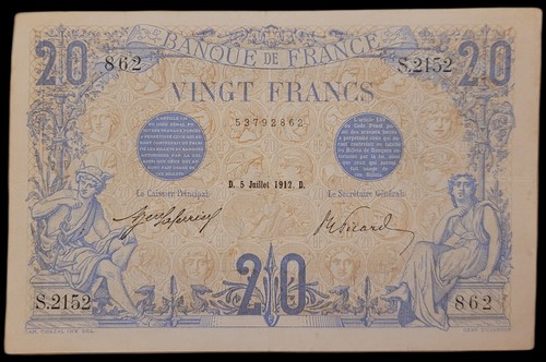 Billet francs bleu sup - de, 20