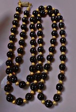 Vintage collier perles noires - perles,