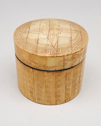 Boîte ronde asiatique os - boîte, en