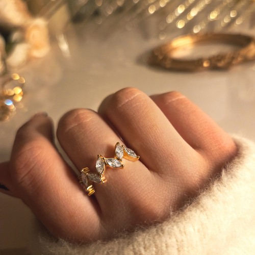 Bague dorée femme zircon - dorée,