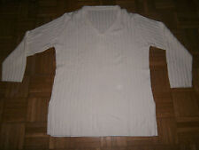 PULL FEMME BLANC CASSE TAILLE 40/42 COL EN V LONG