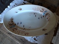 Elégant plat service fin xix èm (aux lions de faience paris) décor fleurs papil 