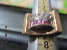 Bijou ancien Bague tank Art Déco en argent massif avec écrin T 57