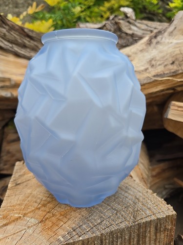 Vase art déco verre bleu - vase,