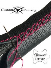 Housse De Volant En Cuir Noir Doux Rose Fluo Pour Citroën Berlingo 08-16