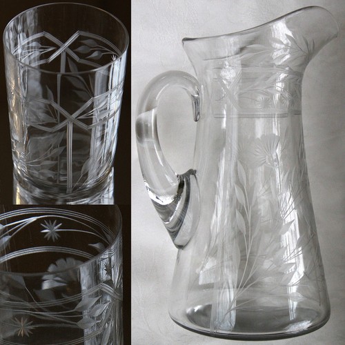 Antique handblown etched lrg - antique,