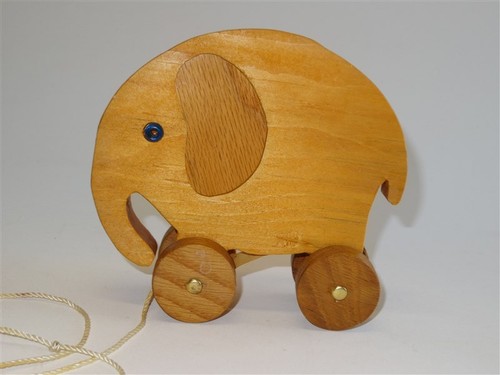 Vintage wood elephant pull - wood,