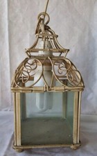 Petit Lampe/Lanterne À Suspendre Électrifié Déco En Fer Blanc Ht 26cm Lg 11cm 