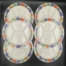 6 Assiettes À Fondue Villeroy & Boch Acapulco Compartiments Ø24,7cm Bel Etat