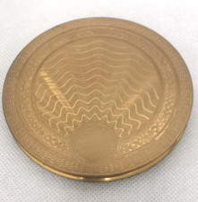 Superbe  ancien poudrier  en métal doré laiton