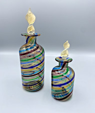 Lot de 2 flacons en verre de Murano multicolores avec dorure
