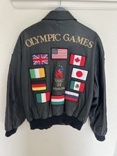 Vintage 1996 Atlanta Olympic Games American Toons Leather Jacket Size M