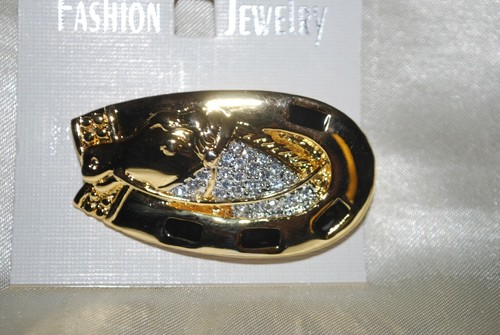 Golden crystal horse horseshoe - horse,