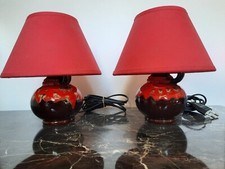 Paire De Lampes de Chevet Lava Vallauris Vintage 70 design  orange céramique 