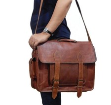 Hommes Authentique Vintage Cuir Sacoche Messager Travail Portable Dossiers Sac