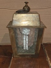 Lanterne ancienne, laiton et verre quatre faces