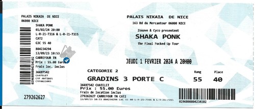 Billet concert shaka ponk nice - concert,