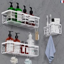 Lehuveky Étagère de douche sans perçage - 3 pièces - Noir - En acier inoxydable 