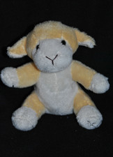 🍀Peluche Doudou Mouton Tout Compte Fait  TCF Agneau Jaune Blanc Assis 18 cm