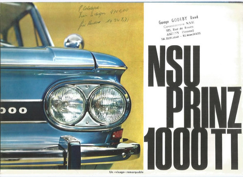 Catalogue nsu prinz 1000 tt - ,