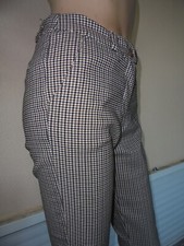 PANTALON PETIT ECOSSAIS PIED DE POULE  MARRON /BLANC T 36/38 NEUF