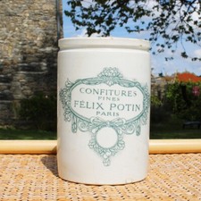 Ancien pot à confiture publicitaire Félix Potin Paris grès vernissé KG Lunéville