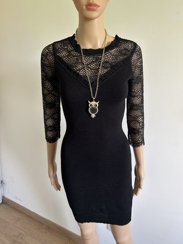 Robe pull noire - avec, dentelle