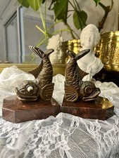 Paire De Serre Livres Art Deco « Carpes » Signée Hyppolite Moreau ( 1832-1927)