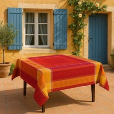 Nappe carrée coton tissée jacquard traitée téflon Olea garance 1m60 x 1m60 - MCT