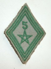 INSIGNE TISSU LOSANGE DE BRAS MOD.45  DU 5° Rgt de TIRAILLEURS MAROCAINS