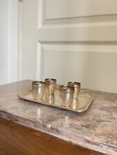 Ancien Service Liqueur Plateau Métal Argenté Art Déco