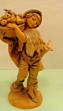 Vintage Fontanini Depose Italy 1987 Boy Holding Fruit Basket Figurine 5" Tall