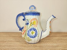 Théière en porcelaine Henriot Quimper Décoré Main Décor Floral Vintage