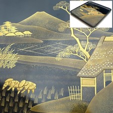 Plateau carré laqué Maki-e