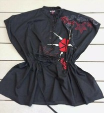 JOLIE BLOUSE BRODÉE DE MARQUE "DESIGUAL" TAILLE S ( 34/36 ) EN COTON NOIR EN TBE