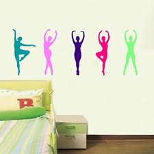 5 Ballet Dancer graphics vinyl wall decals girls bedroom decor art stickers teen
