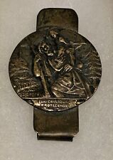 Vtg Antique Sterling San Cristobal St Christopher Car Auto Visor Clip Money Clip