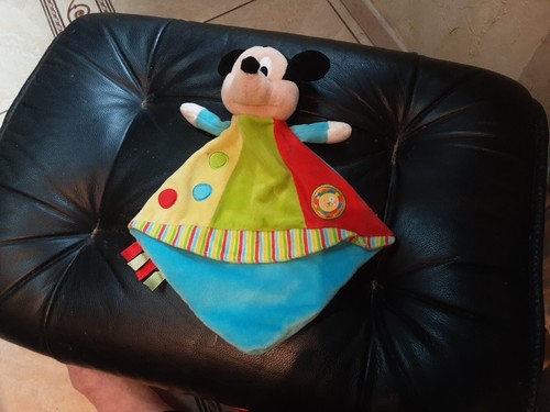 Doudou plat mickey vert - vert, bleu