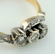Ancienne Bague Tourbillon Platine-Diamants-Or 18 Carats 18K-750 Alliance Diamant
