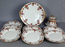 Service à dessert porcelaine Bernardaud Limoges 10 assiettes 1 plat  1 pot S089