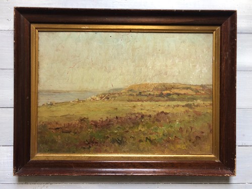 Paysage huile sur bois - huile,