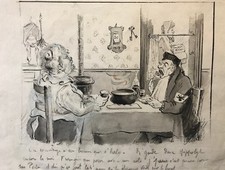 Guerre 14 18 Lavis original signé Martin ? illustration des colis de guerres