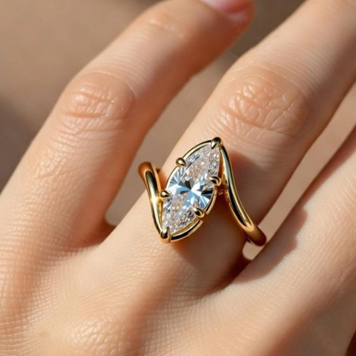 Bague diamant marquise plaqué - bague,