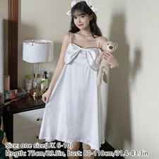 Femme Pyjama Sommeil Robes Nightgown Bretelles Fines Nœud Princesse Kawaii Chic