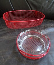 ensemble vide poche corbeille cendrier métal grillage rouge rétro vintage 80