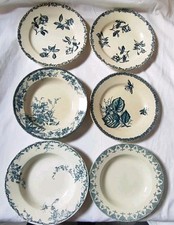 6 Assiettes Anciennes Ton Bleu