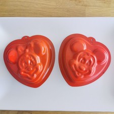 Lot de 2 mini moules à gâteau en métal Mickey & Minnie (Disney) - Authentiques