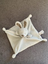 Doudou Nicotoy Mon ami teddy doudou plat lapin blanc beige Bandana